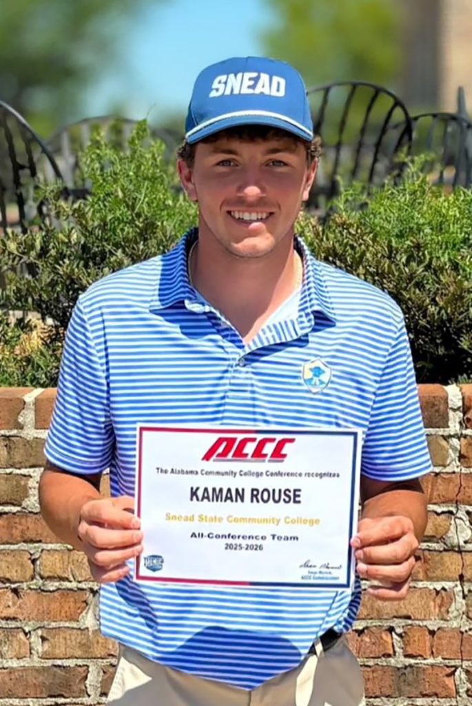 college men's golf player holding a certificate
